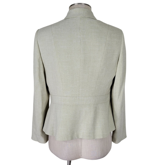 Kasper Petite Skirt Suit Size 10P Pale Green Peplum Blazer 4 Button Linen Blend - Picture 4 of 9